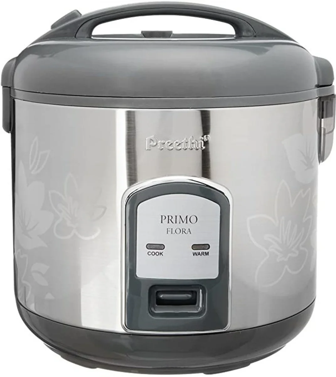 PREETHI PRIMO ELECTRIC RICE COOKER 311 P18 FLORA WITH STEAMING FEATURE [ 1.8 Litre STEEL AND BLACK ]