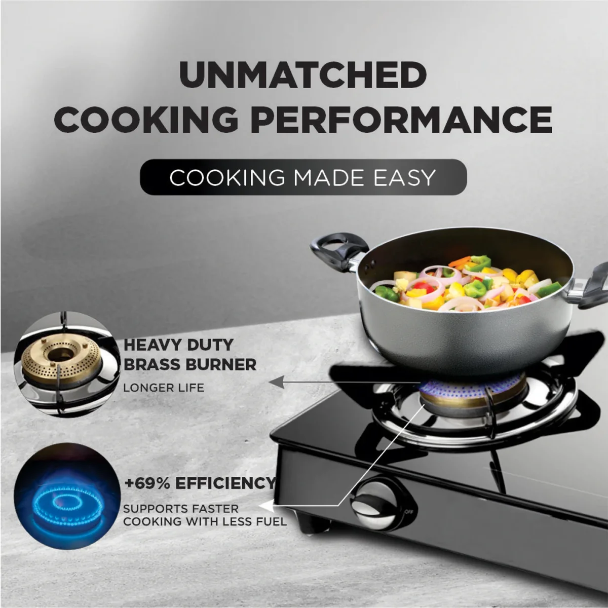 PREETHI BLUFLAME GLEAM 2 BURNER GAS STOVE