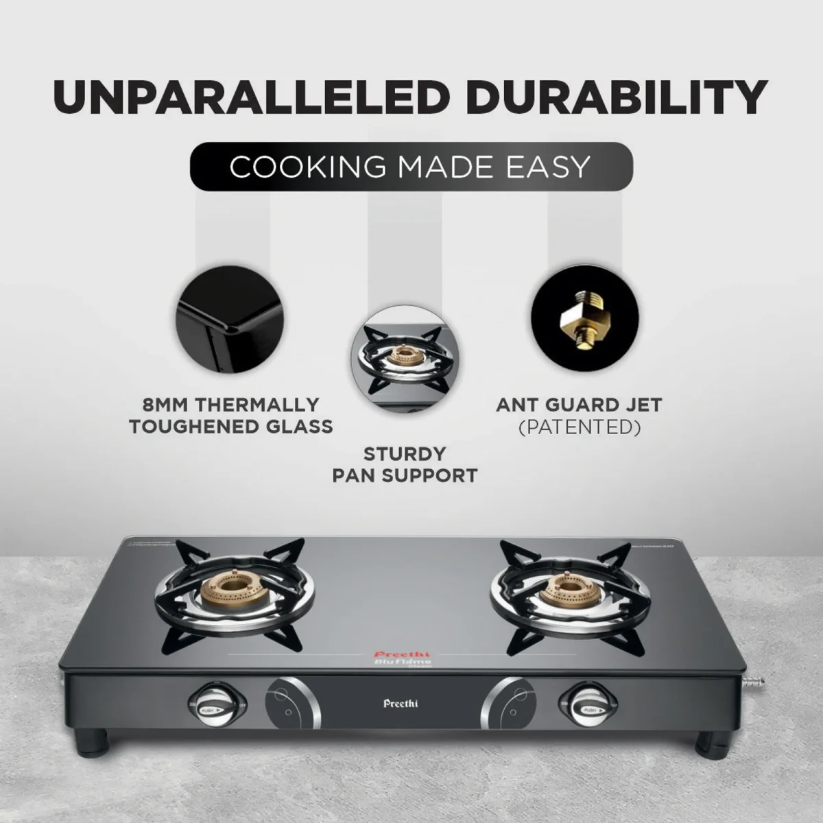 PREETHI BLUFLAME GLEAM 2 BURNER GAS STOVE