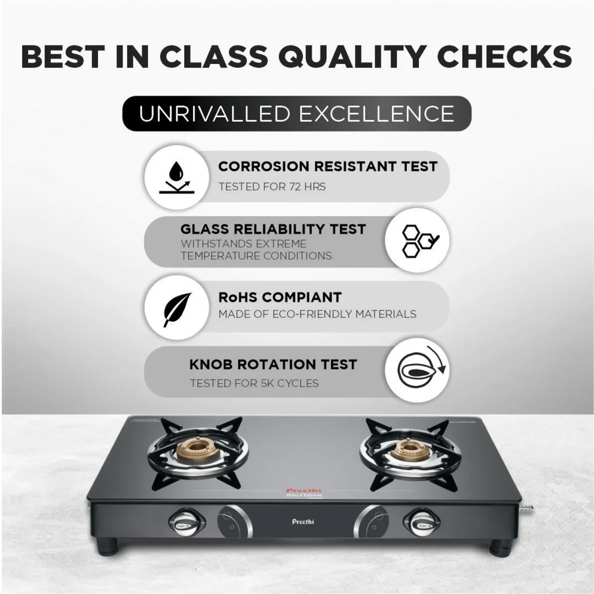 PREETHI BLUFLAME GLEAM 2 BURNER GAS STOVE