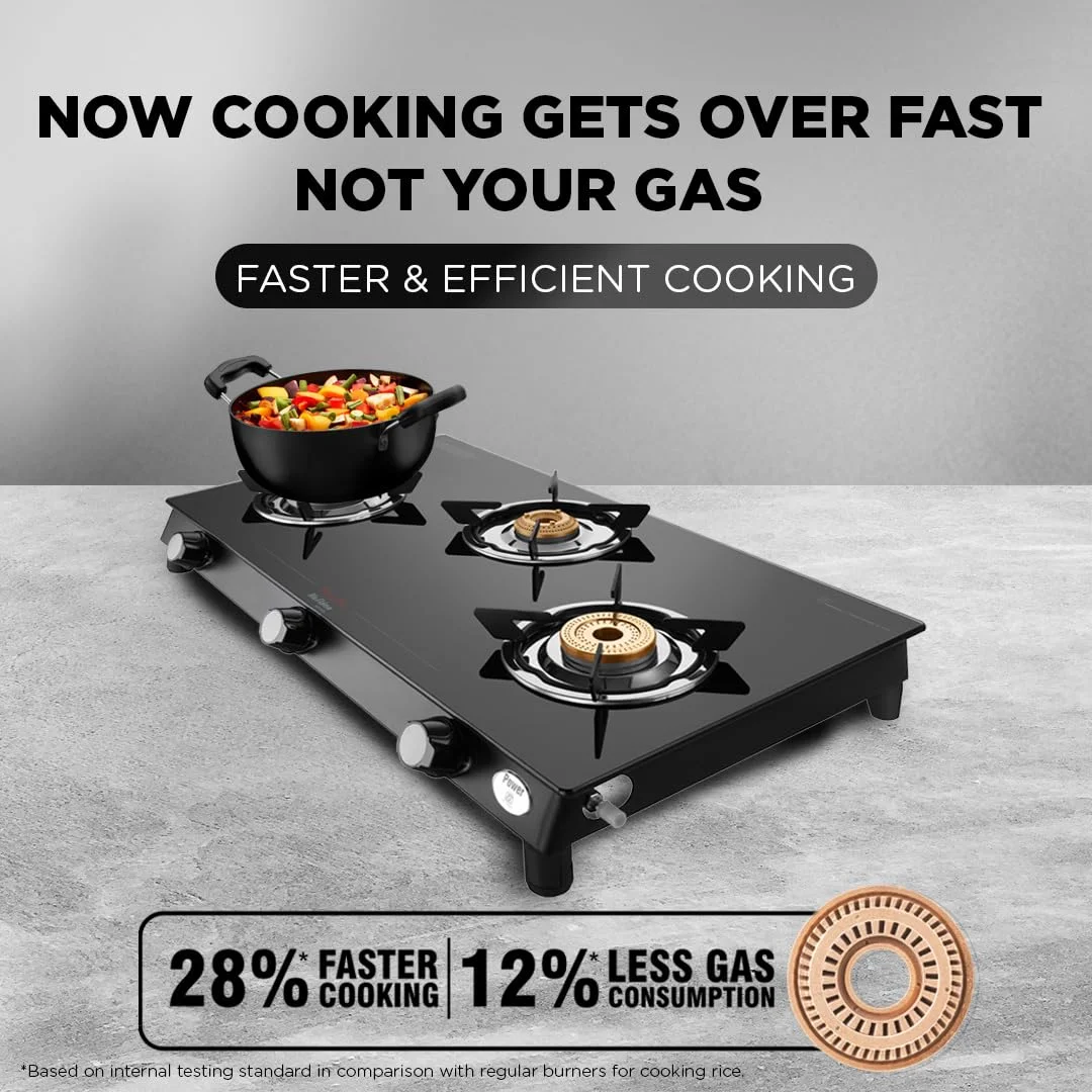 PREETHI SPARKLE POWER DUO 3 BURNER GAS STOVE