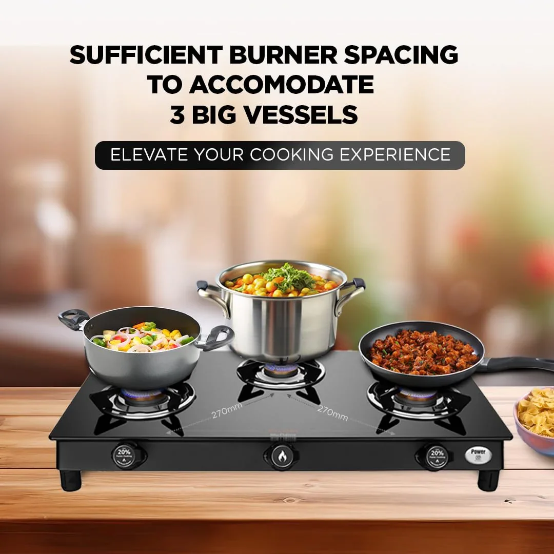 PREETHI SPARKLE POWER DUO 3 BURNER GAS STOVE