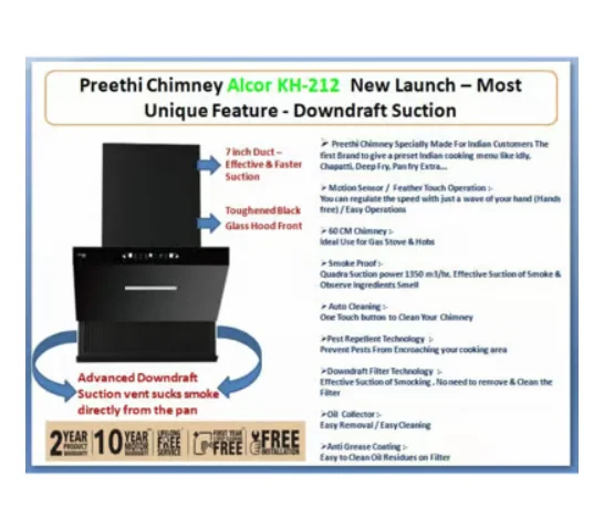 PREETHI ALCOR WITH ALUMINIUM DUCT KH212 CHIMNEY